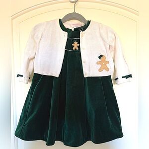 Janie and Jack Size 18m Christmas dress velvet 3 piece set ( fit 2-3 yo)